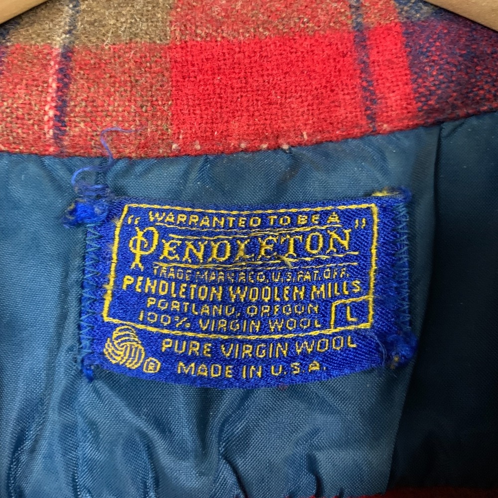 Vintage Pendleton Board Shirt Mens Large L Flannel Plaid Virgin Wool 60s 70s VTG - Picture 2 of 7
